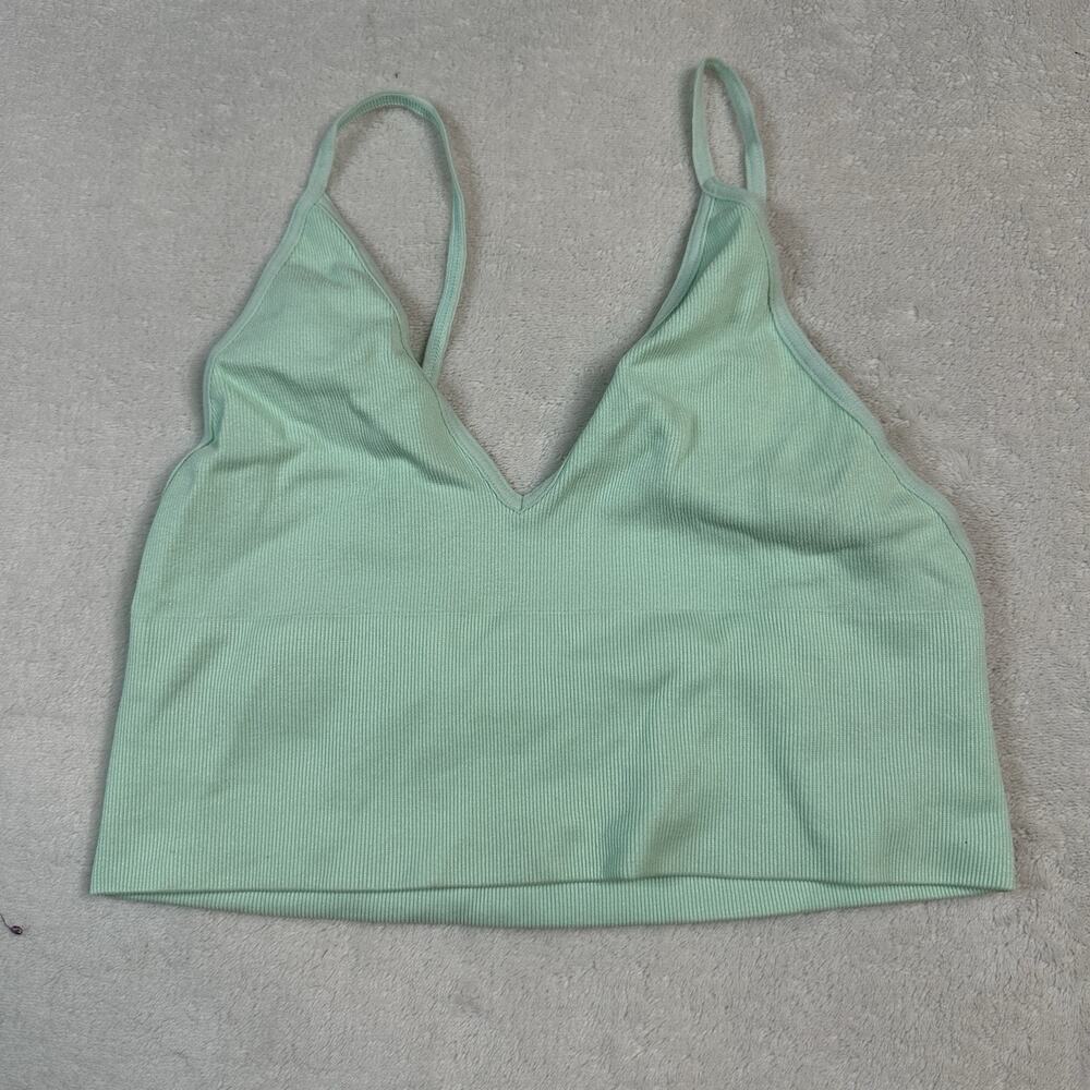Aritzia Toni Seamless Bralette Womens Large Subtle Mint Ribbed Bra Top 84849